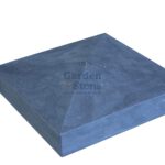 grijs lichtblauwe natuursteen afdekplaat piramide vorm gezoet muur sokkel poer