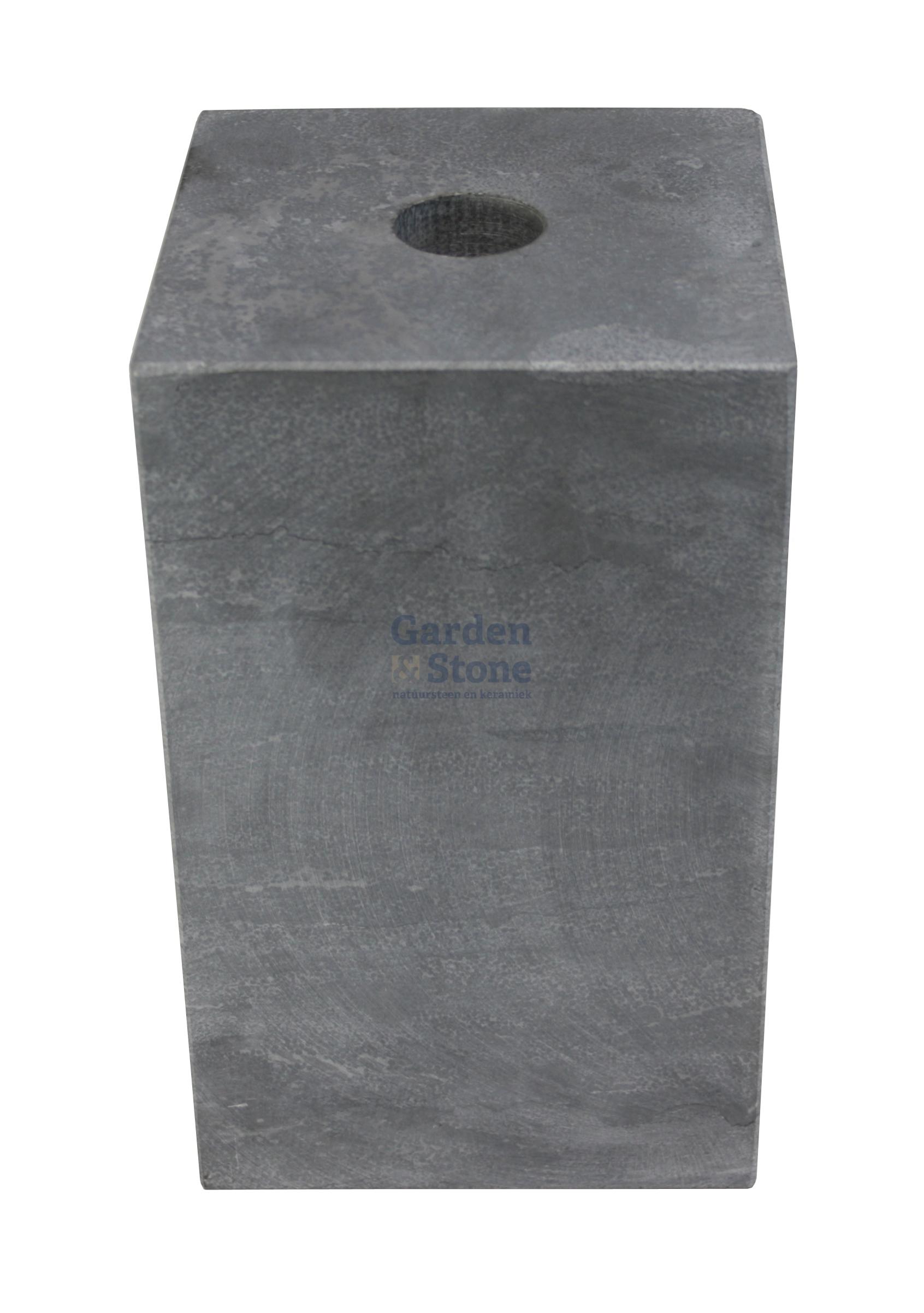 hardstenen poer met gat recht natuursteen grijs lichtblauw gezoet